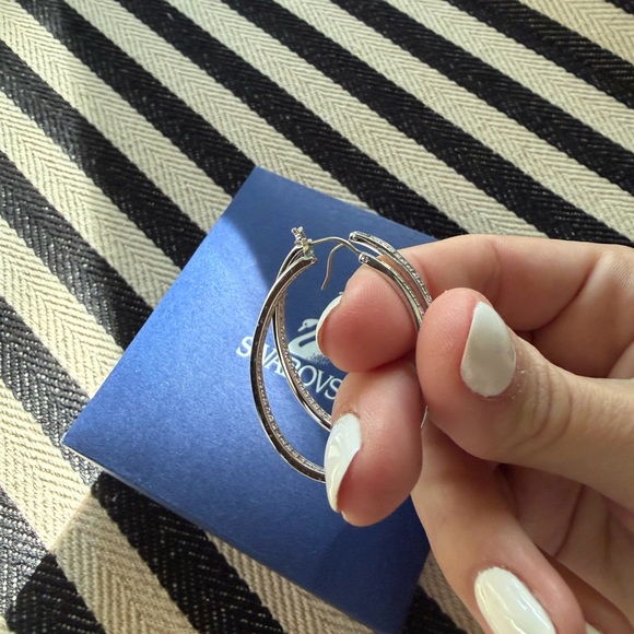 Swarovski Silver Crystal Hoop Earrings - Picture 3 of 5